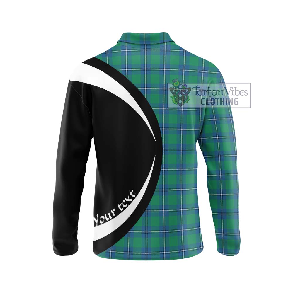 Irvine Tartan Long Sleeve Polo Shirt with Family Crest Circle Style - Tartan Vibes Clothing