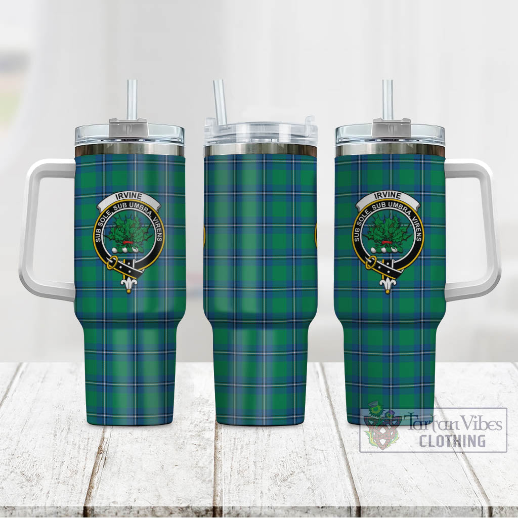 Tartan Vibes Clothing Irvine Ancient Tartan and Family Crest Tumbler with Handle
