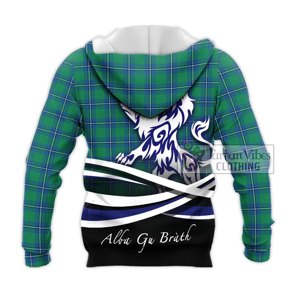 Irvine Tartan Knitted Hoodie with Alba Gu Brath Regal Lion Emblem - Tartanvibesclothing Shop