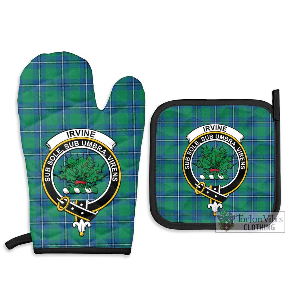 Irvine Tartan Combo Oven Mitt & Pot-Holder with Family Crest Combo 1 Oven Mitt & 2 Pot-Holder Black - Tartan Vibes Clothing