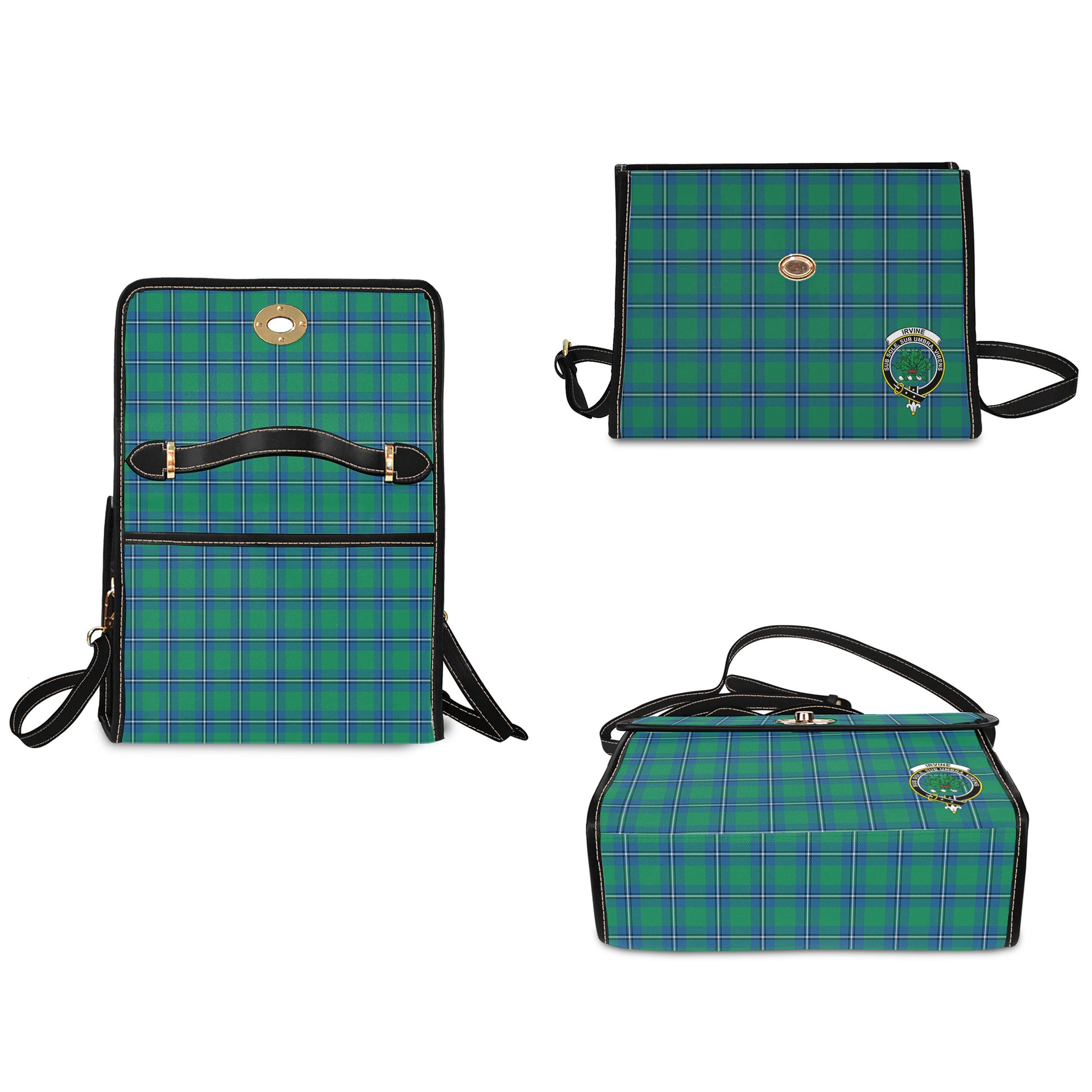 irvine-ancient-tartan-leather-strap-waterproof-canvas-bag-with-family-crest