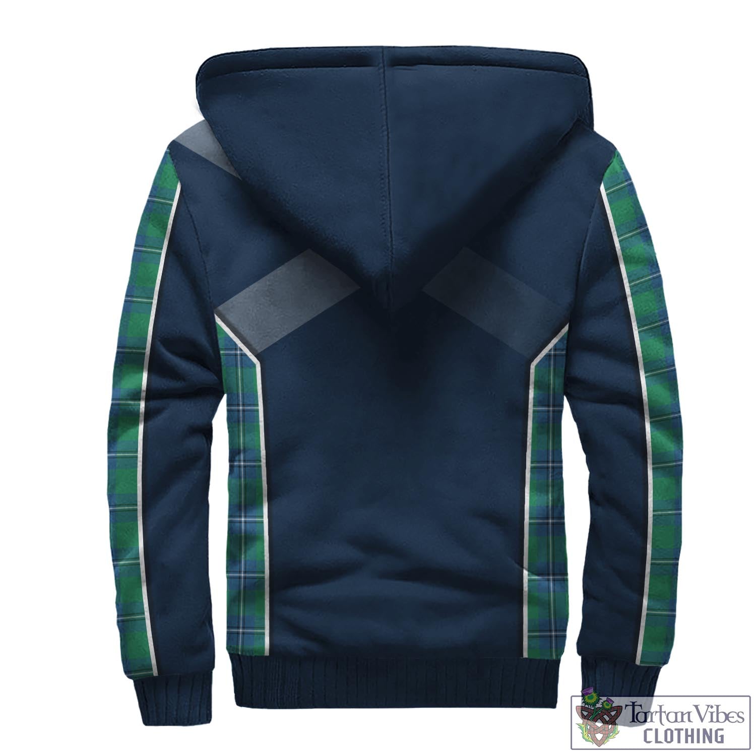 Tartan Vibes Clothing Irvine Ancient Tartan Sherpa Hoodie with Family Crest and Scottish Thistle Vibes Sport Style