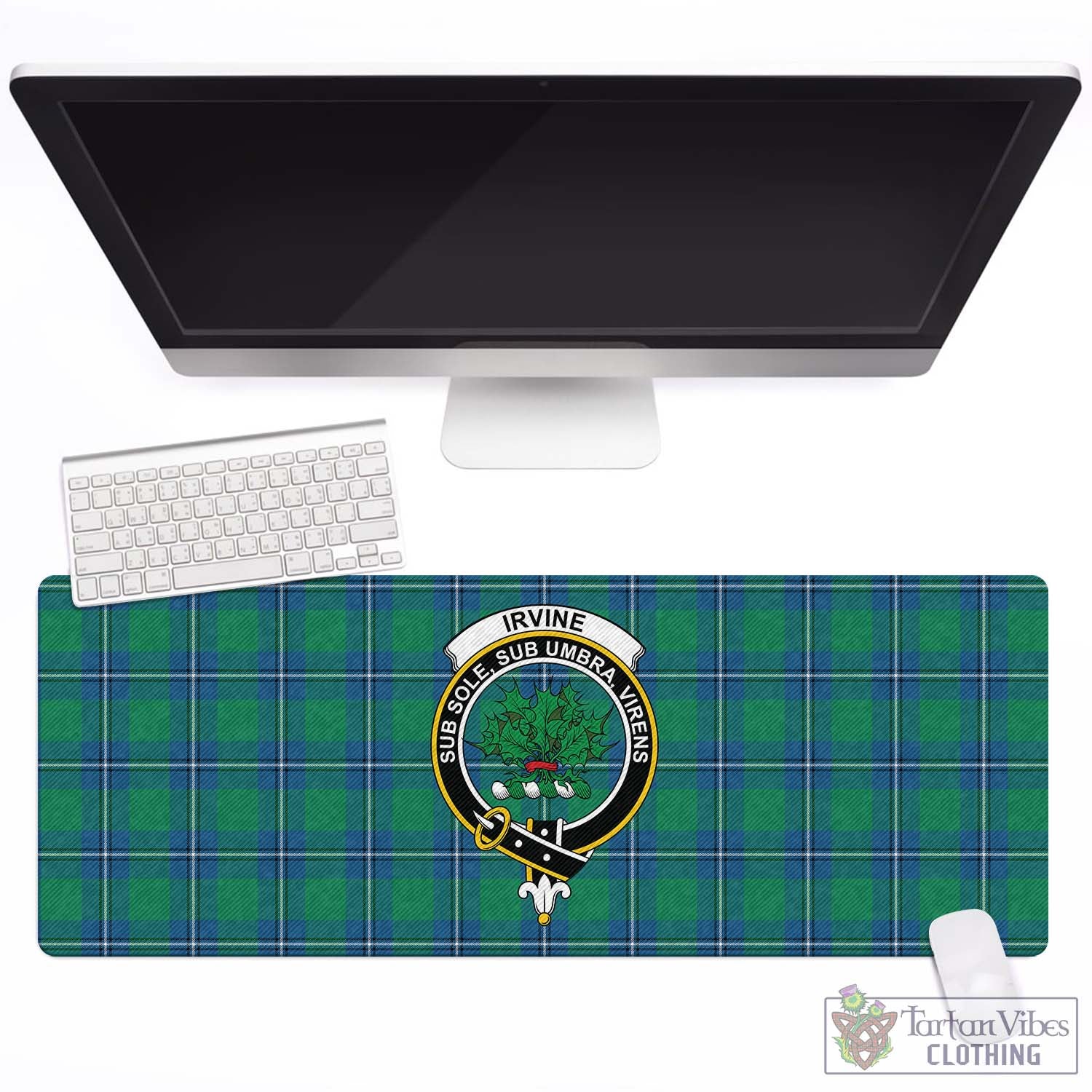 Tartan Vibes Clothing Irvine Ancient Tartan Mouse Pad with Family Crest
