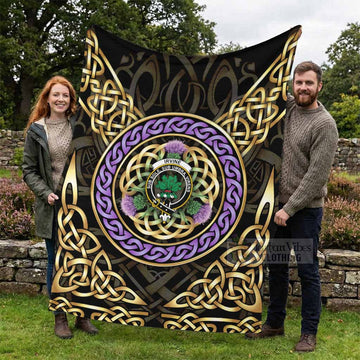 Irvine Clan Crest Blanket Celtic Scottish Thistle