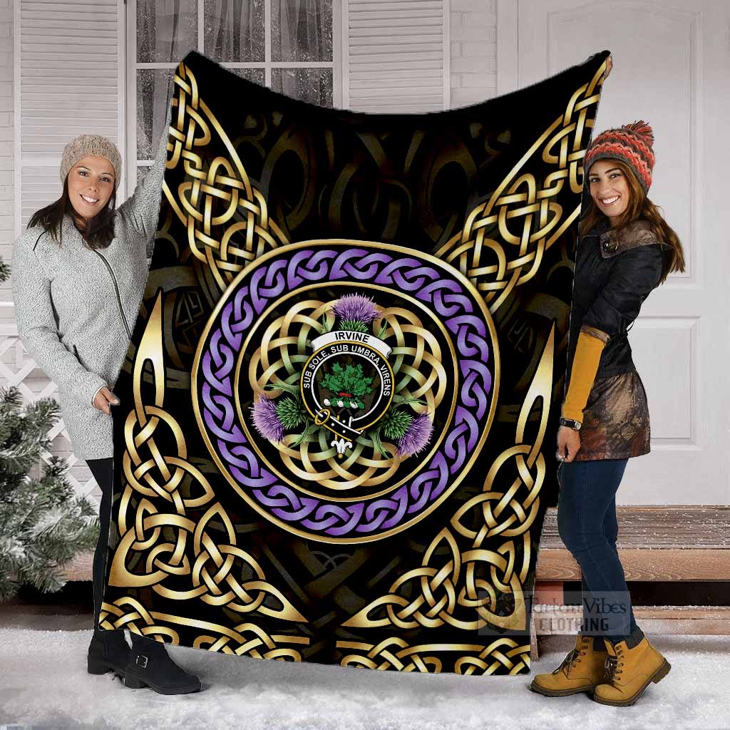 Irvine Clan Crest Blanket Celtic Scottish Thistle