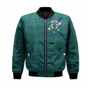 Irvine Clan Crest In Me Tartan Bomber Jacket Scotland Flag Style