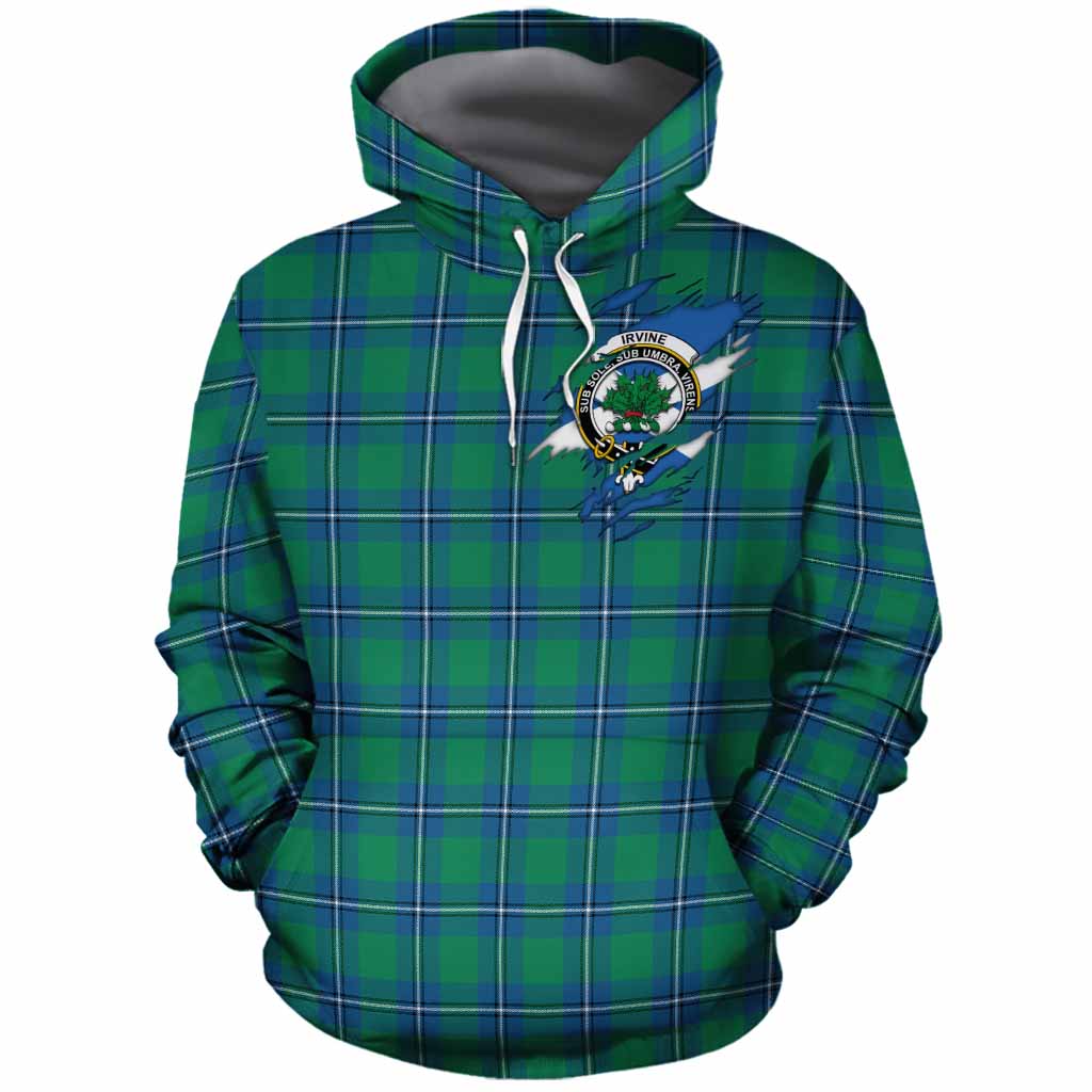 Irvine Clan Crest In Me Tartan Cotton Hoodie Scotland Flag Style