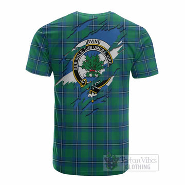Irvine Clan Crest In Me Tartan Cotton T-shirt Scotland Flag Style