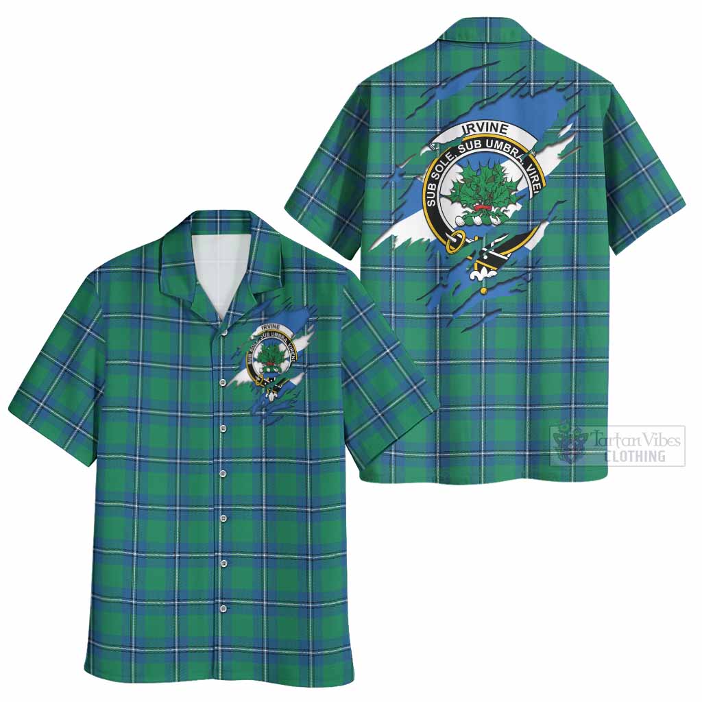 Irvine Clan Crest In Me Tartan Hawaiian Shirt Scotland Flag Style