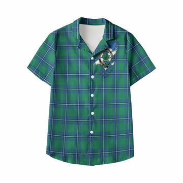 Irvine Clan Crest In Me Tartan Kid Hawaiian Shirt Scotland Flag Style