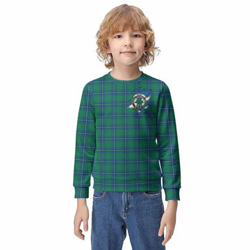 Irvine Clan Crest In Me Tartan Kid Knitted Sweatshirt Scotland Flag Style