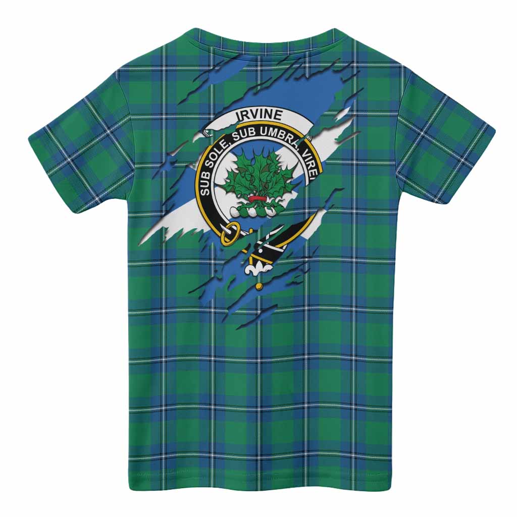 Irvine Clan Crest In Me Tartan Kid T-shirt Scotland Flag Style