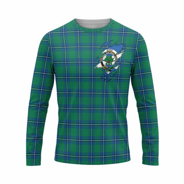 Irvine Clan Crest In Me Tartan Long Sleeve T-Shirt Scotland Flag Style