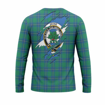Irvine Clan Crest In Me Tartan Long Sleeve T-Shirt Scotland Flag Style