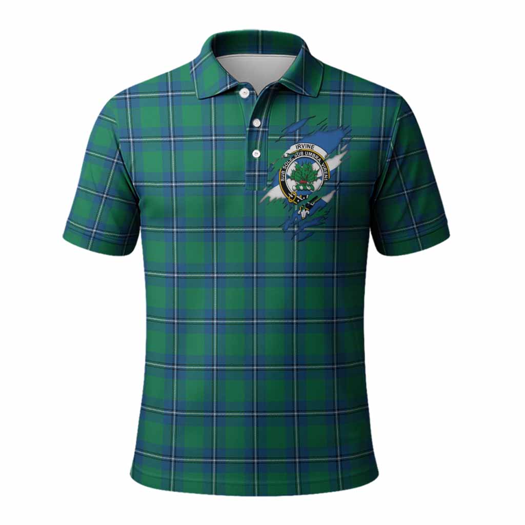 Irvine Clan Crest In Me Tartan Polo Shirt Scotland Flag Style