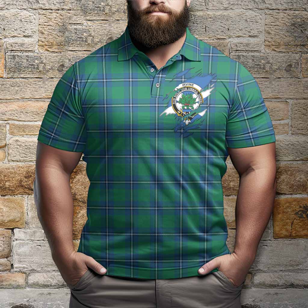 Irvine Clan Crest In Me Tartan Polo Shirt Scotland Flag Style