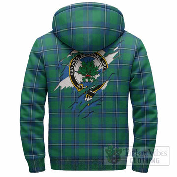 Irvine Clan Crest In Me Tartan Sherpa Hoodie Scotland Flag Style