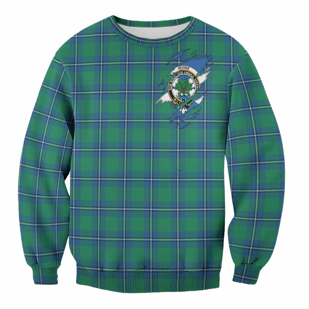 Irvine Clan Crest In Me Tartan Sweatshirt Scotland Flag Style