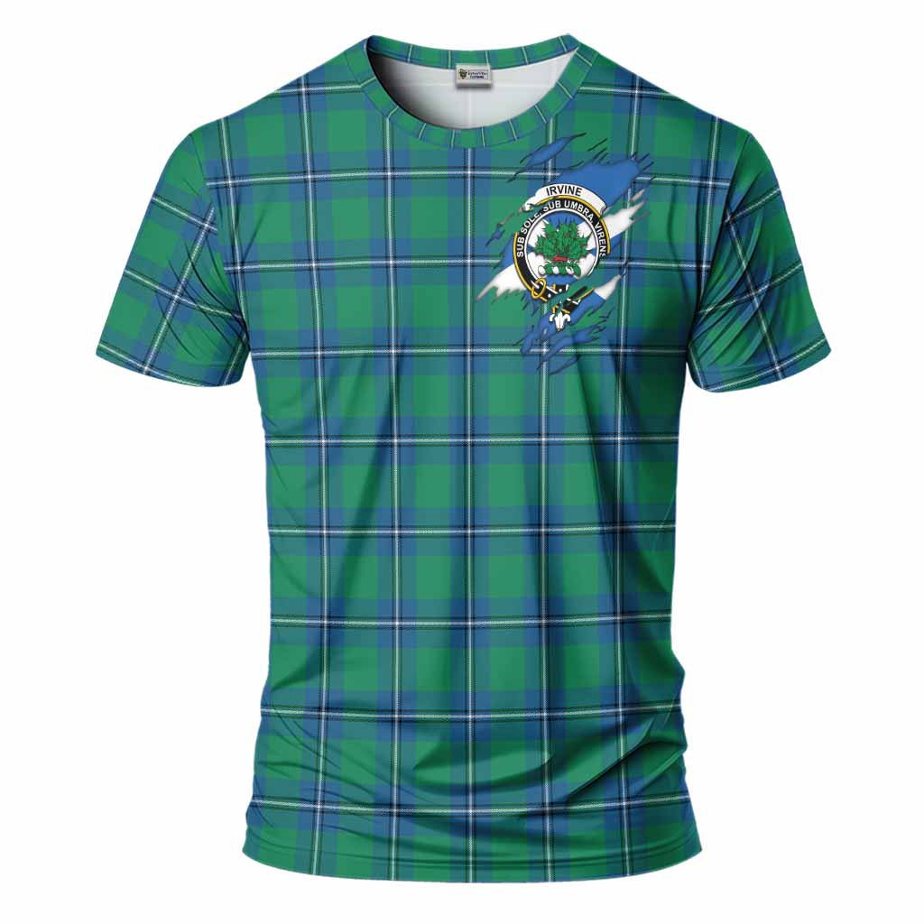 Irvine Clan Crest In Me Tartan T-Shirt Scotland Flag Style