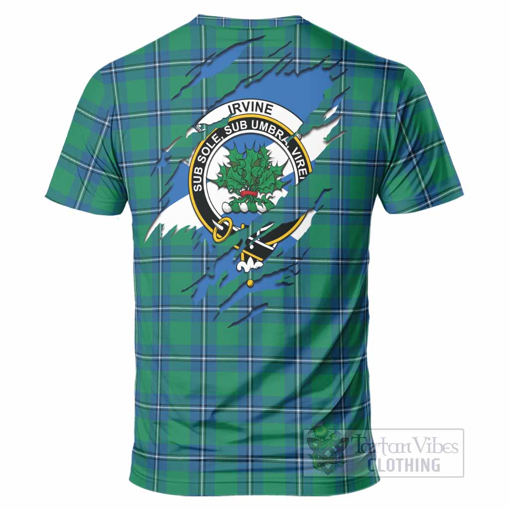 Irvine Clan Crest In Me Tartan T-Shirt Scotland Flag Style