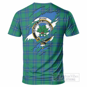Irvine Clan Crest In Me Tartan T-Shirt Scotland Flag Style