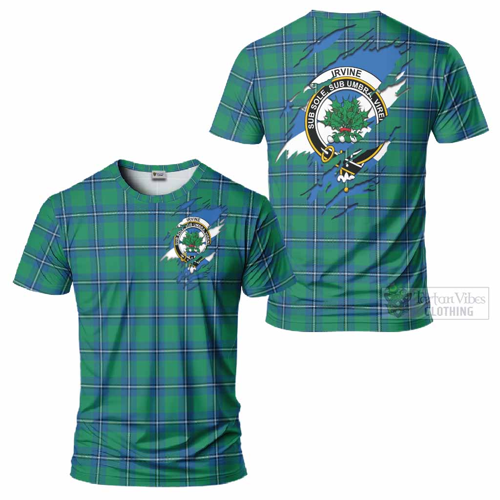 Irvine Clan Crest In Me Tartan T-Shirt Scotland Flag Style