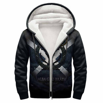 Irvine Clan Crest Sherpa Hoodie with Celtic Knot Thistle and Saltire