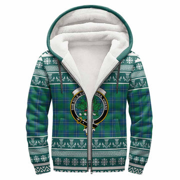 Irvine Clan Tartan Christmas Fleece Hoodie with Family Crest
