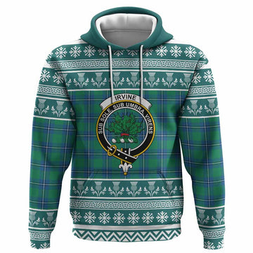 Irvine Clan Tartan Christmas Hoodie with Family Crest
