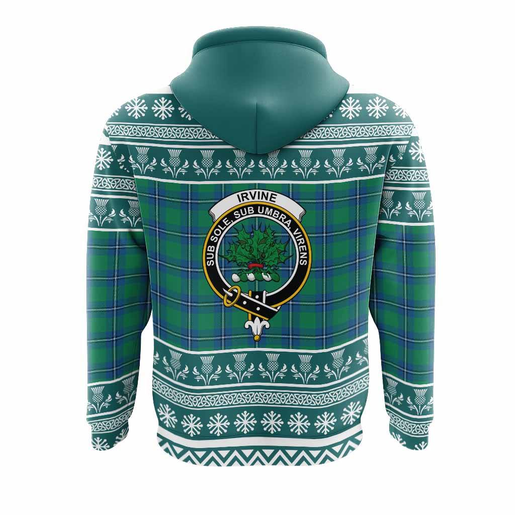 Irvine Clan Tartan Christmas Hoodie with Family Crest - Tartan Vibes Clothing