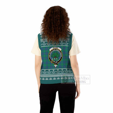 Irvine Clan Tartan Christmas Knitted V-Neck Vest with Family Crest