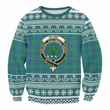 Irvine Clan Tartan Christmas Sweatshirt with Family Crest