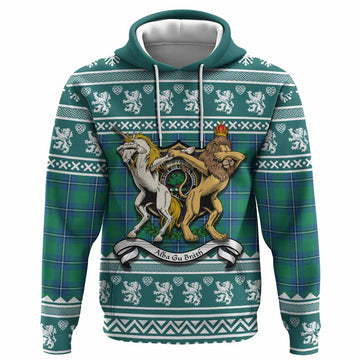 Irvine Clan Tartan Crest Christmas Hoodie Coat of Arms Funny Style