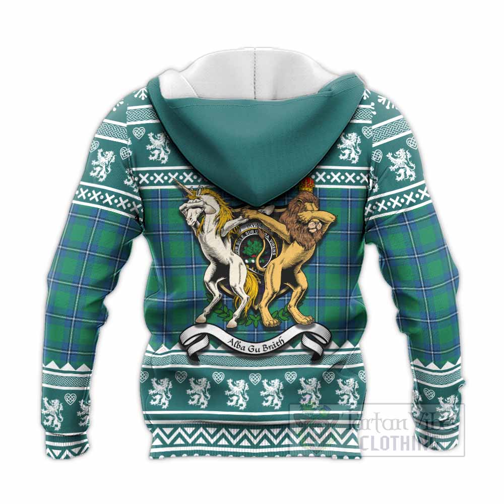 Irvine Clan Tartan Crest Christmas Knitted Hoodie Coat of Arms Funny Style - Tartan Vibes Clothing