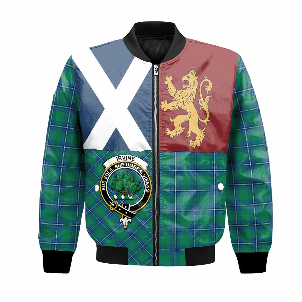 Irvine Crest Tartan Bomber Jacket with Lion Rampant Saltire Style