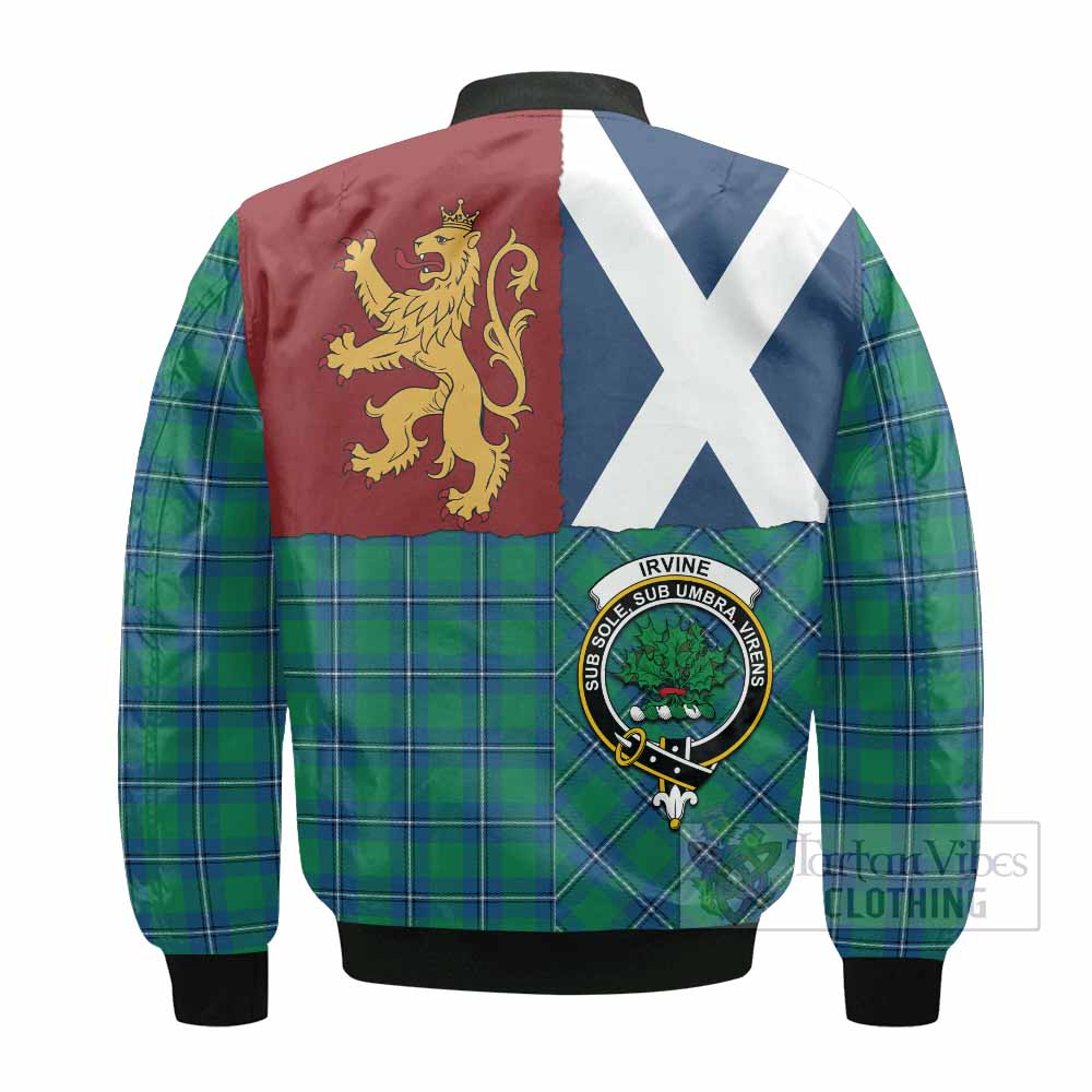 Irvine Crest Tartan Bomber Jacket with Lion Rampant Saltire Style