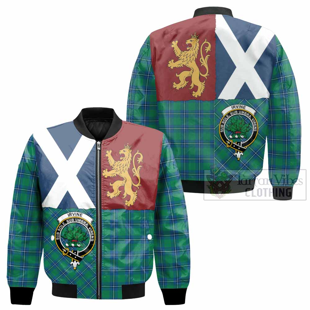 Irvine Crest Tartan Bomber Jacket with Lion Rampant Saltire Style
