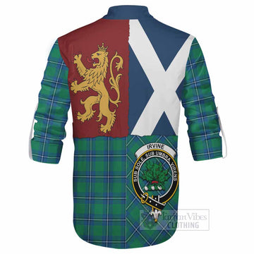 Irvine Crest Tartan Ghillie Shirt with Lion Rampant Saltire Style