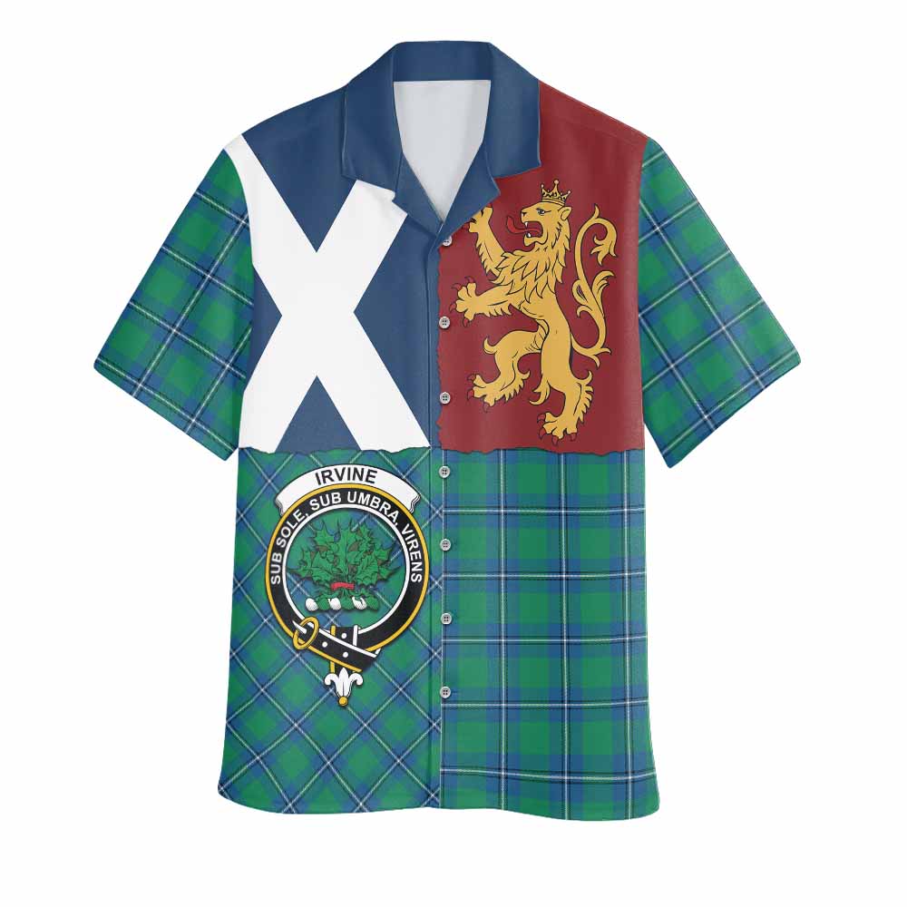 Irvine Crest Tartan Hawaiian Shirt with Lion Rampant Saltire Style
