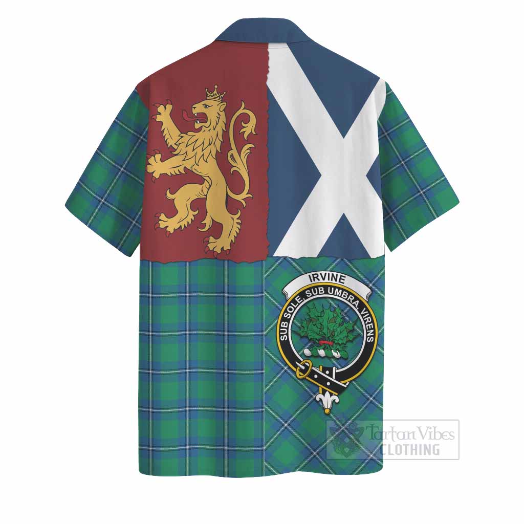 Irvine Crest Tartan Hawaiian Shirt with Lion Rampant Saltire Style