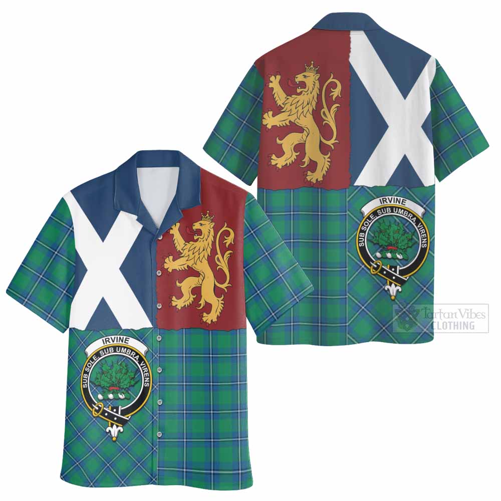 Irvine Crest Tartan Hawaiian Shirt with Lion Rampant Saltire Style