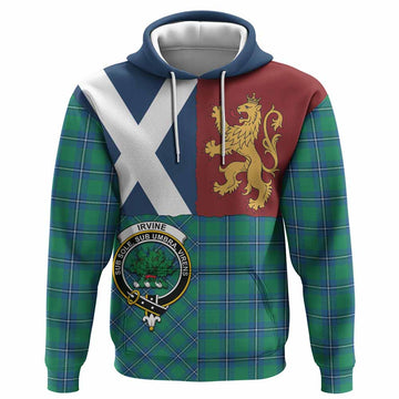 Irvine Crest Tartan Hoodie with Lion Rampant Saltire Style