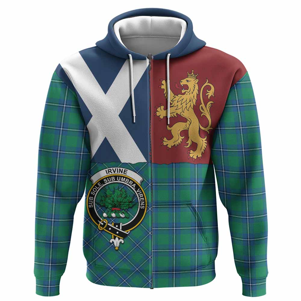 Irvine Crest Tartan Hoodie with Lion Rampant Saltire Style
