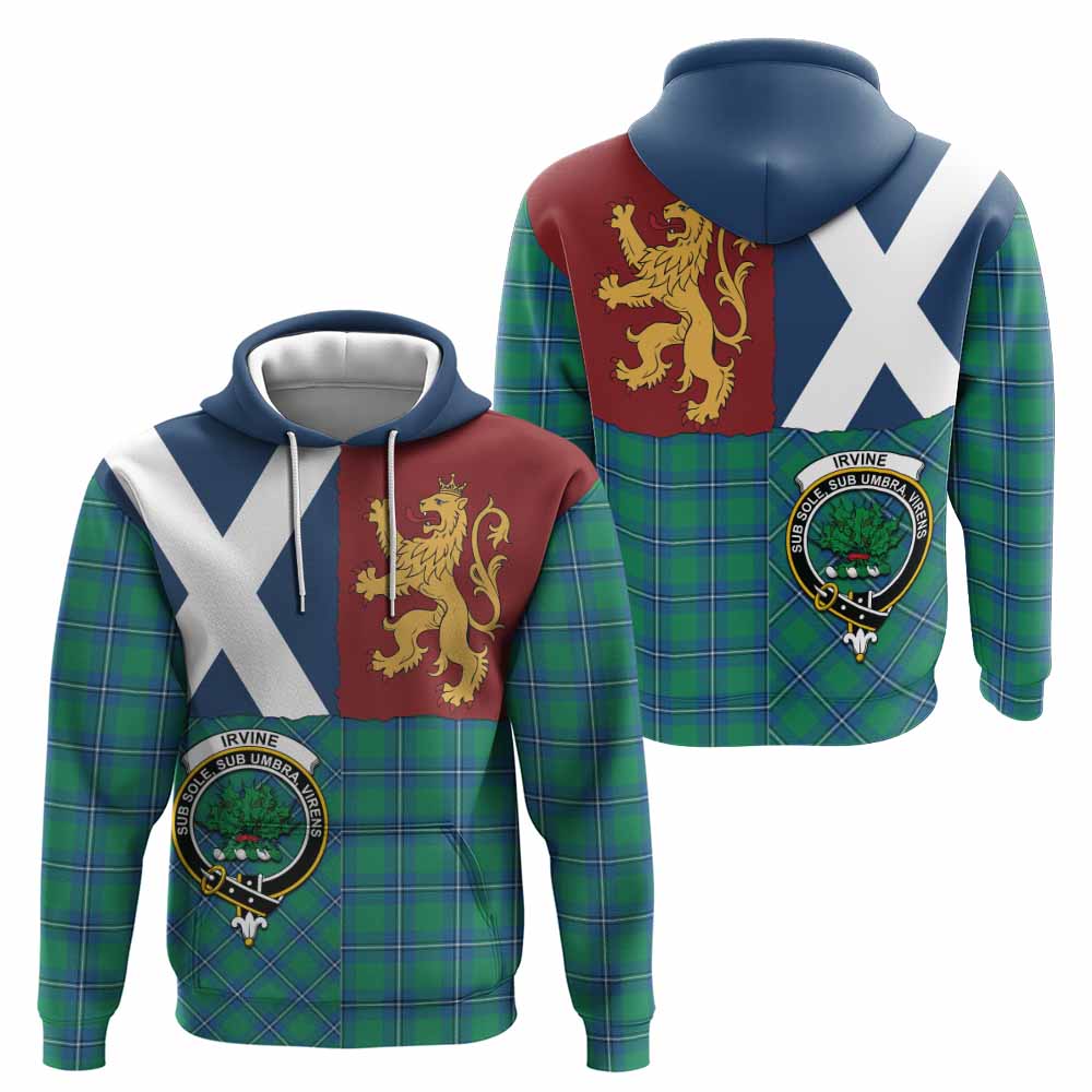 Irvine Crest Tartan Hoodie with Lion Rampant Saltire Style