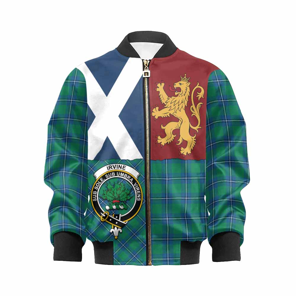 Irvine Crest Tartan Kid Bomber Jacket with Lion Rampant Saltire Style - Tartan Vibes Clothing