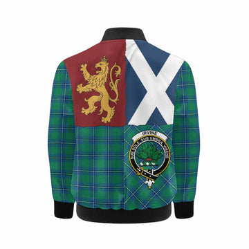 Irvine Crest Tartan Kid Bomber Jacket with Lion Rampant Saltire Style