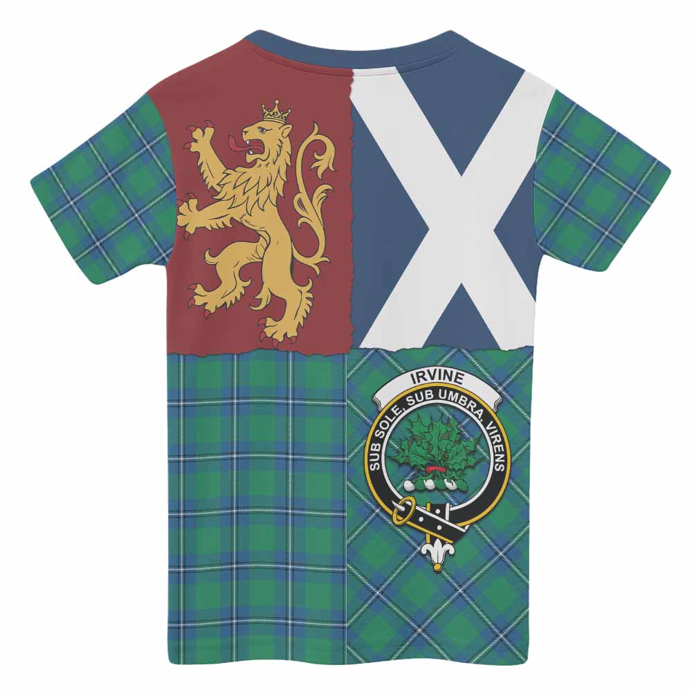 Irvine Crest Tartan Kid T-shirt with Lion Rampant Saltire Style - Tartan Vibes Clothing