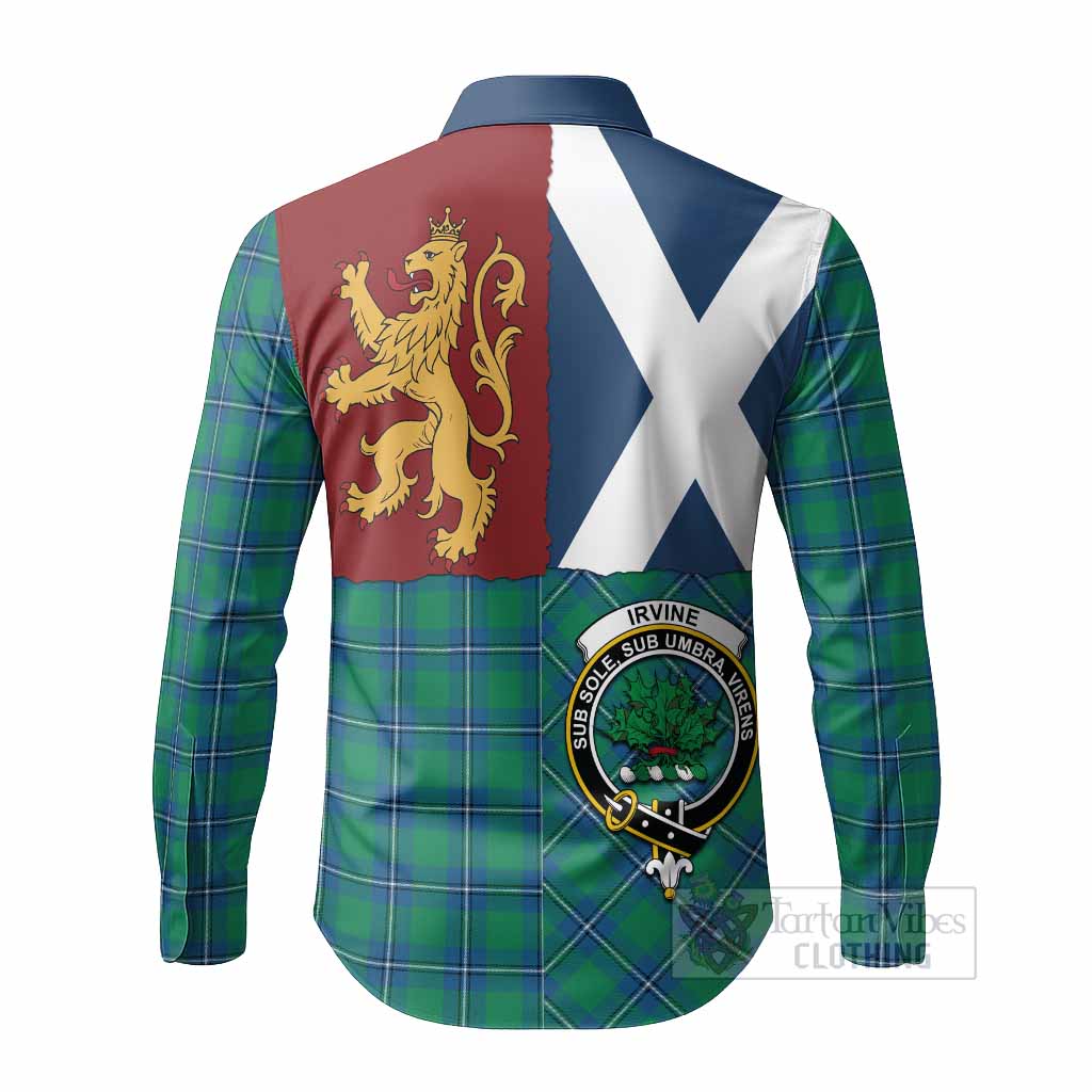 Irvine Crest Tartan Long Sleeve Button Shirts with Lion Rampant Saltire Style