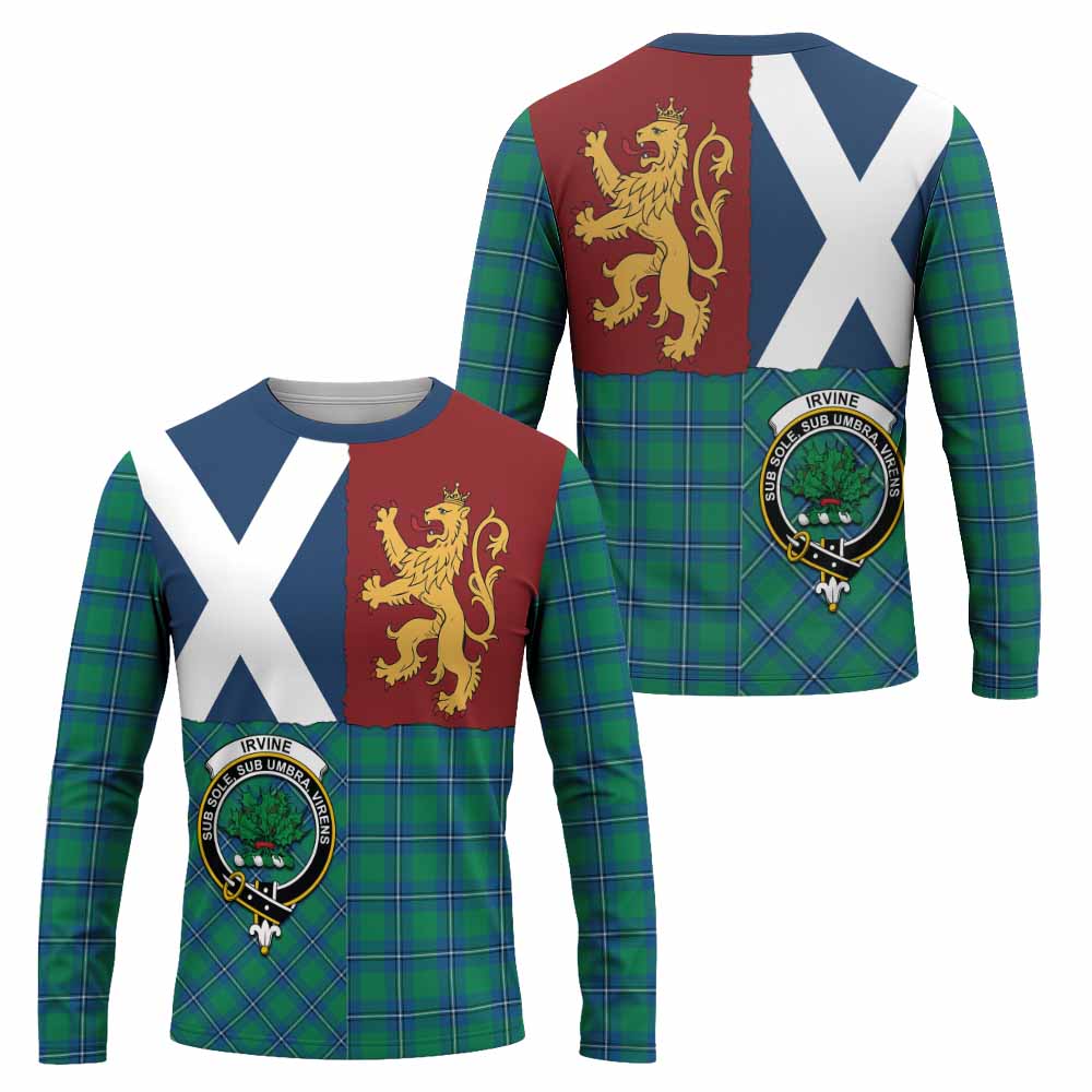 Irvine Crest Tartan Long Sleeve T-Shirt with Lion Rampant Saltire Style