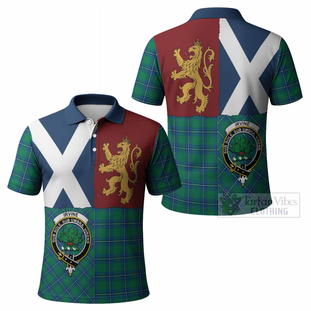 Irvine Crest Tartan Polo Shirt with Lion Rampant Saltire Style